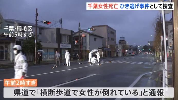 Woman, found dead on the middle of the road, possible hit-and-run victim in Chiba (TBS News)