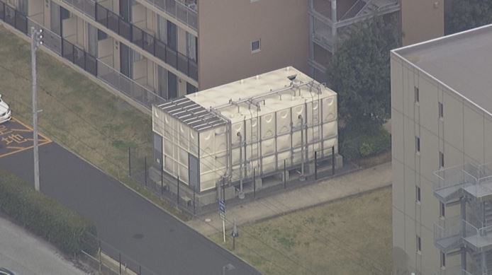 Body found in a water tank in a Chiba City apartment, possibly an adult female. (TBS News)